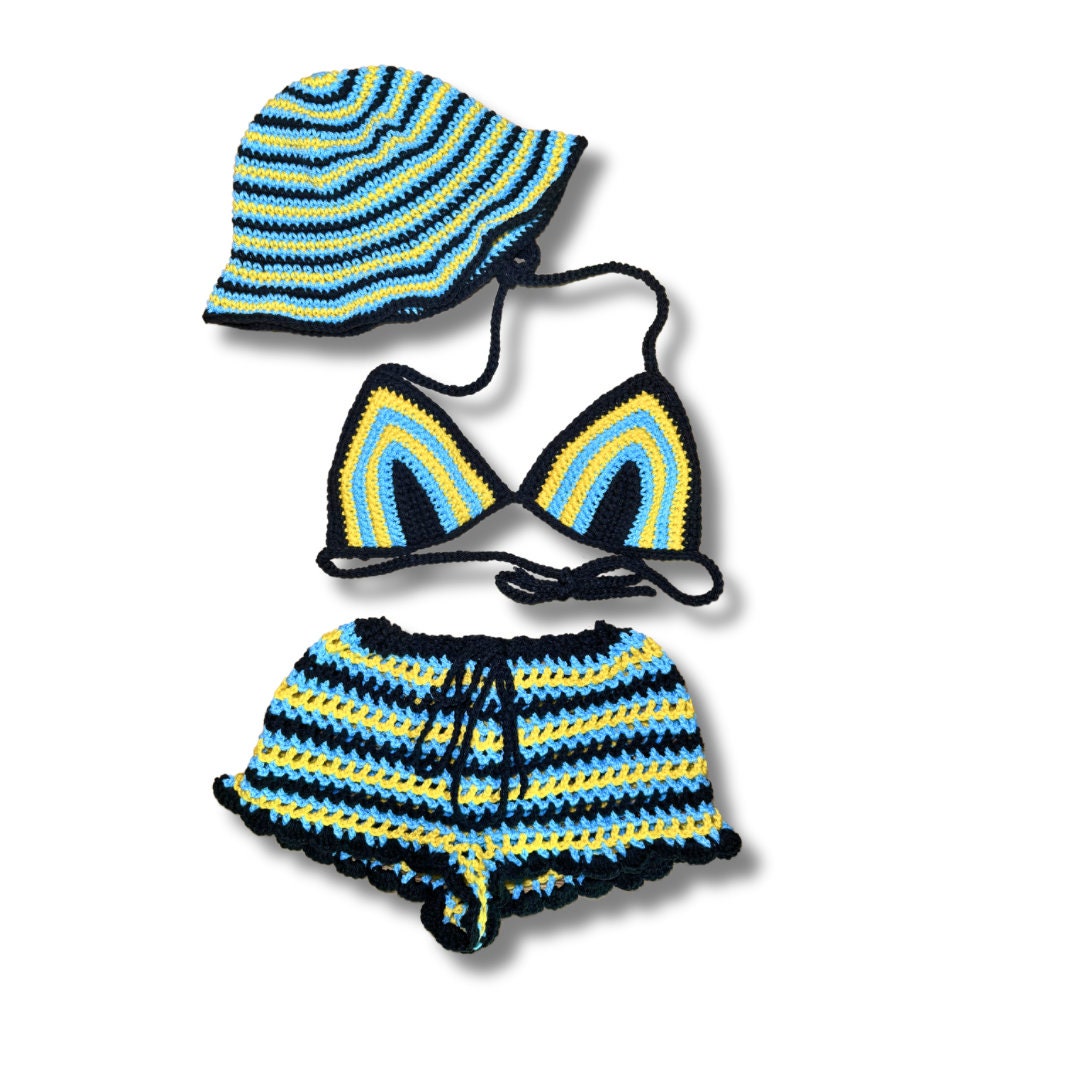 Bahamian Mesh Crochet Shorts With Bikini Matching Set - Etsy