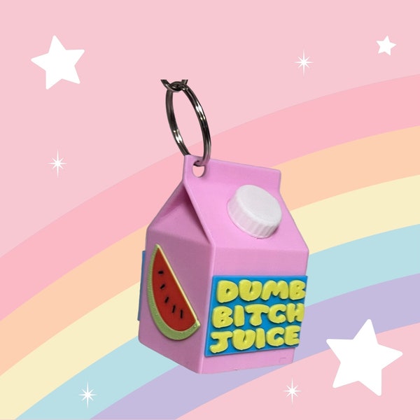 3D Printed Pink Dumb Bitch Juice Keychain
