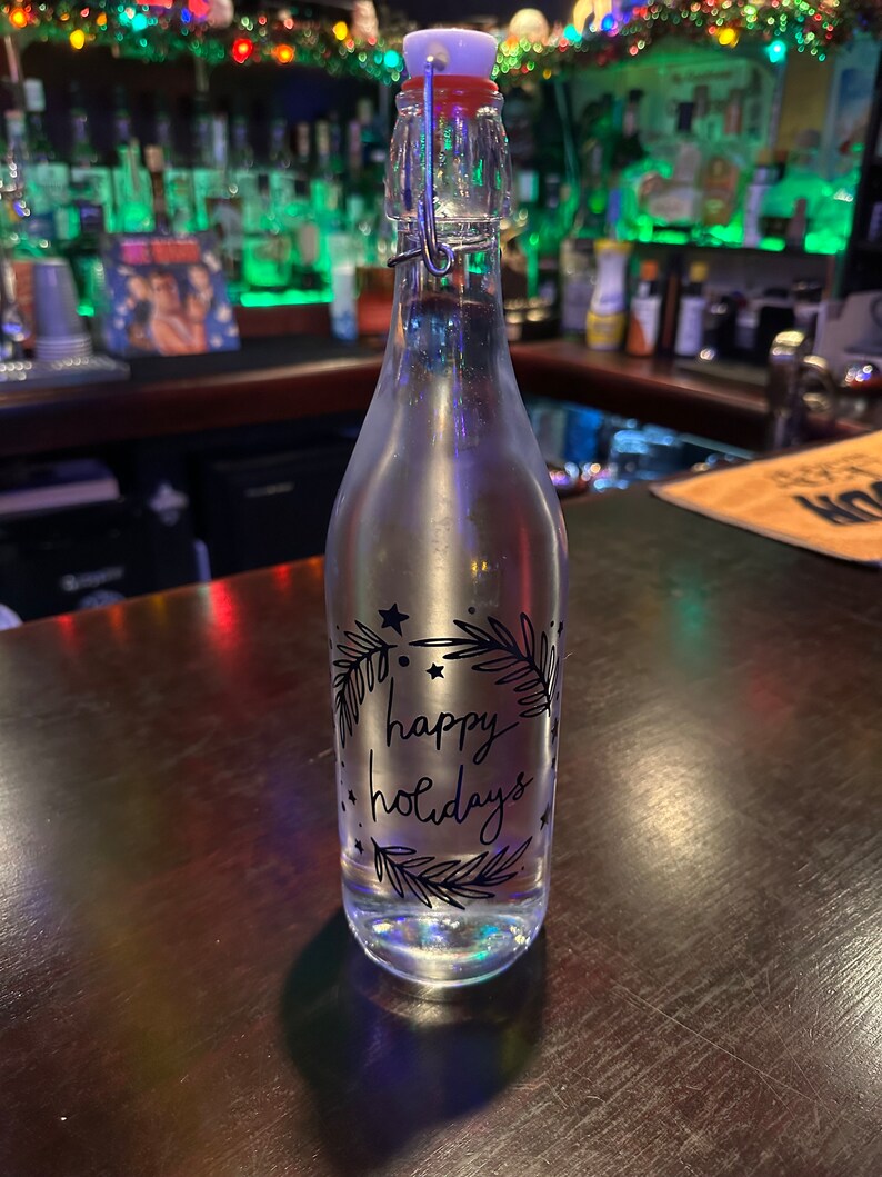 Happy Holidays Swing Top Bottle Etsy