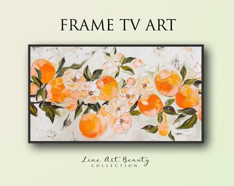 オレンジの花 油彩画 フレーム付き
