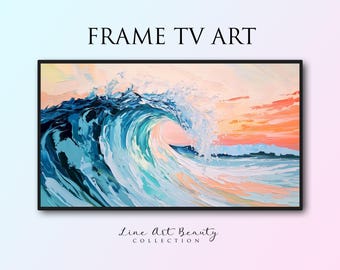 Frame TV Art: Impressionist Ocean Wave Painting (Digital Download 4K JPG File)