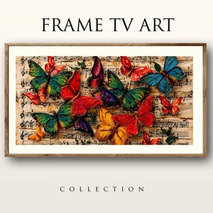 Summer Frame TV Art For Frame TV Art Spring Samsung Frame TV Art Print Wall Art Digital Download Art Print Digital Art Music Sheet Butterfy
