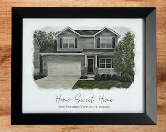 house portrait, house painting, housewarming gift, realtor gift, home painting, home portrait, custom painting, watercolor home painting