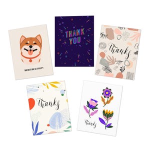 Biglietti di ringraziamento - Set di 5 biglietti di auguri assortiti