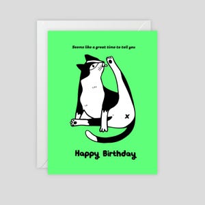 Gefeliciteerd met je verjaardag: een goed moment om het je te vertellen (kattenlikkende kont) - Wenskaart