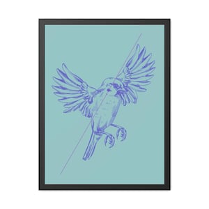 Wings 4 - Blue Bird Framed Poster - Elegant Wall Art for Home Decor