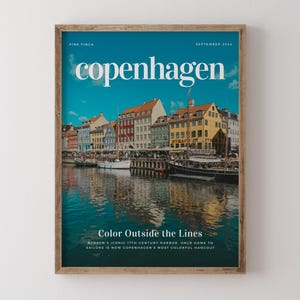Nyhavn Copenhagen Print: Colorful Denmark Row Houses, Scandinavian Travel Poster