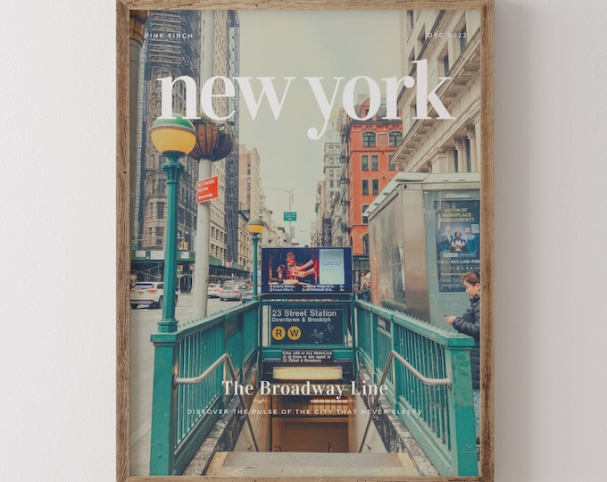 New York City Subway Print, Modern Wall Art, NYC Travel Poster, Holiday Gift for Apartment & Home Decor