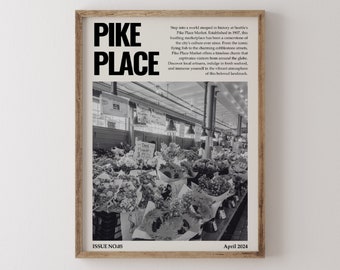 Pike Place Market Print: Seattle Travel Poster, Washington Art