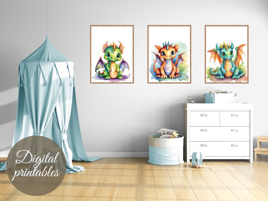 Watercolor Baby Dragons - Printable Nursery and Playroom Wall Decor! - Etsy