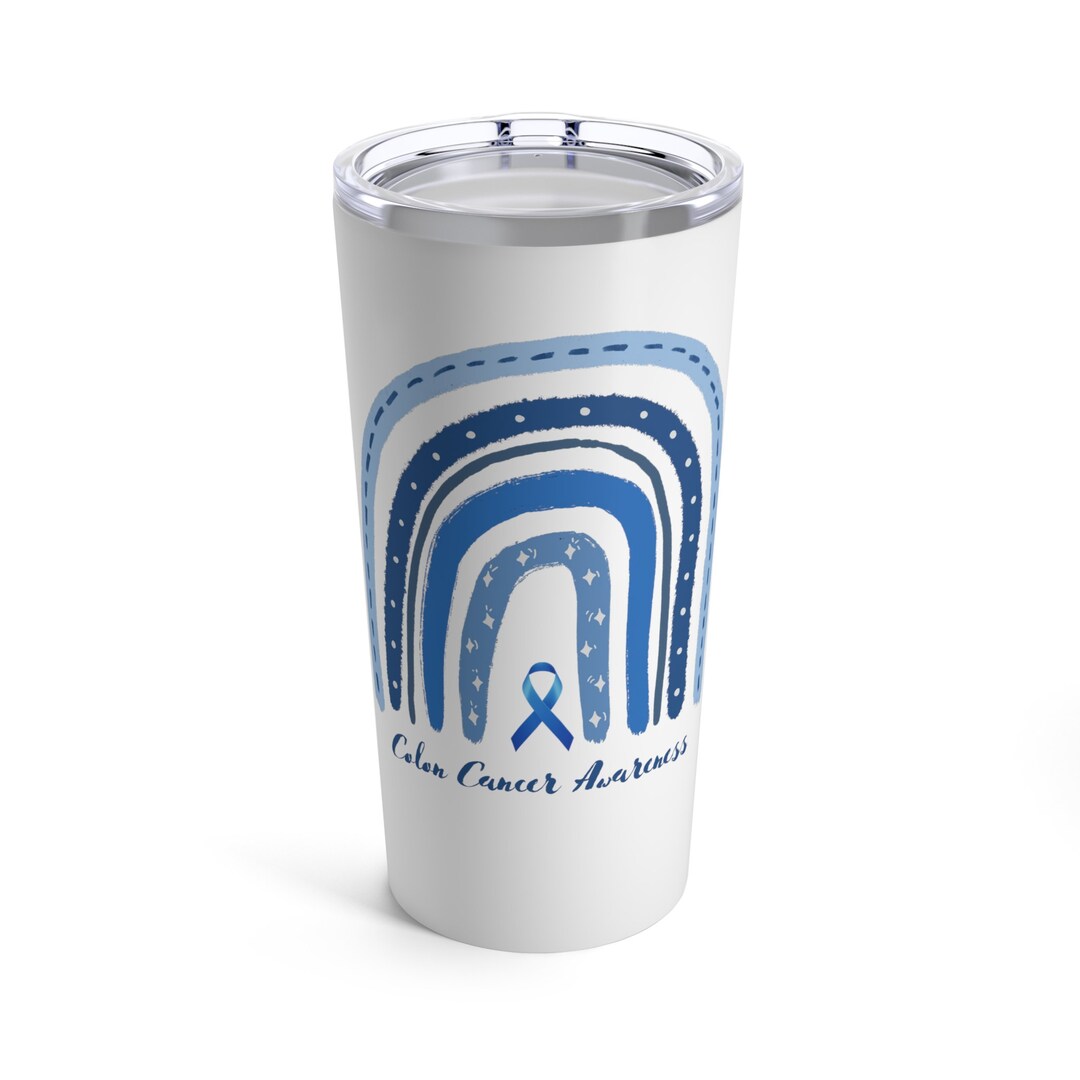 Colon Cancer Awareness Tumbler/ Blue Ribbon Tumbler/ Cancer Support ...