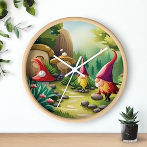 Gnome O&#39;Clock: Whimsical Garden Gnome Wooden Clock