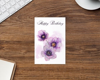 Happy Birthday Karte, Lila Blumen