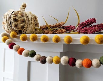 Thanksgiving Felt Ball Garland Wool Fall Pom Pom Holiday Decor Banner