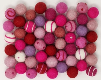 Valentine, February, Felt Ball Garland, Wool, Heart, Pom Pom, Holiday Decor, Banner