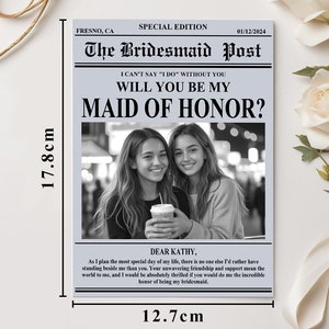 Cartão de jornal personalizado para proposta de madrinha de casamento Cartão de proposta de madrinha de casamento