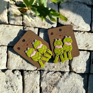 Cute Leggy Frog | Spring Earrings| Handmade Polymer Dangle Clay Earrings