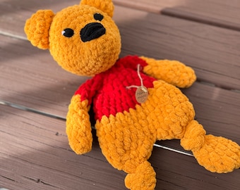 Winnie the Pooh Inspired Knotted Lovey | Crochet Snuggler | Security Blanket | Baby Shower Gift | Handmade
