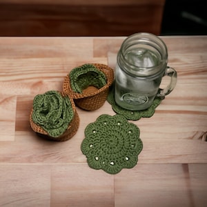 Crochet Succulent Coasters | Nesting Plant Coasters | Home Decor | Handmade