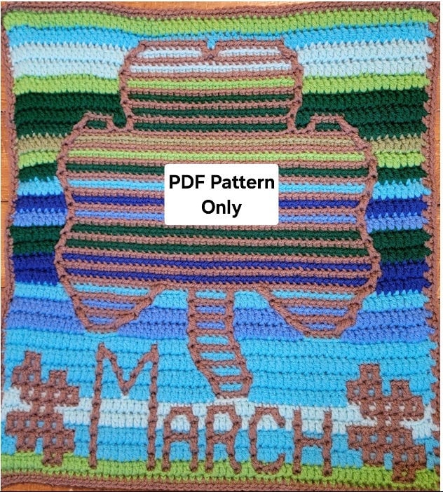 28 Crochet Temperature Blanket Patterns with Squares, Stripes, Hexagons 10 March Temperature Blanket Square Mosaic Crochet
