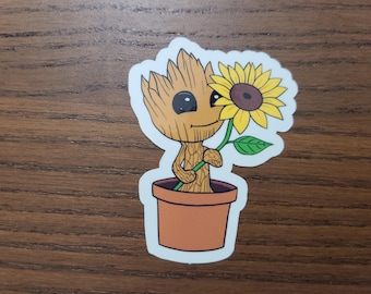 Baby Groot with Sunflower Sticker