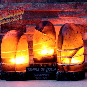 Indiana Jones Sankara Stones Movie Replica Set – Glowing Display with Remote – Temple of Doom Prop – Movie Prop – Gift for Him