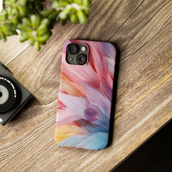 Slim Phone Cases,  cell phone, iphone,  modern,designer, bright, feathers