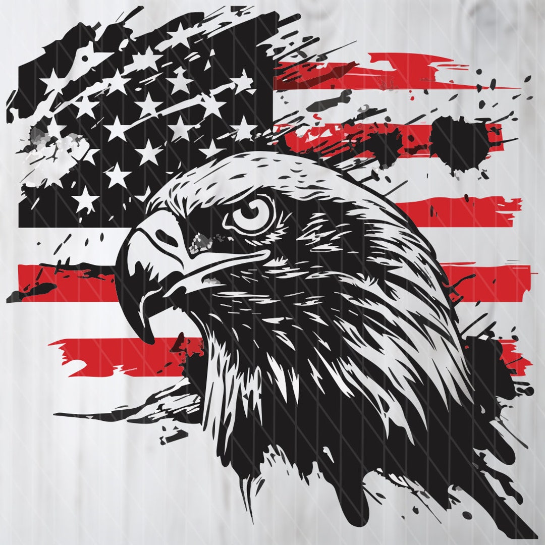 Patriotic Bald Eagle SVG File for Instant Download, Eagle Silhouette ...