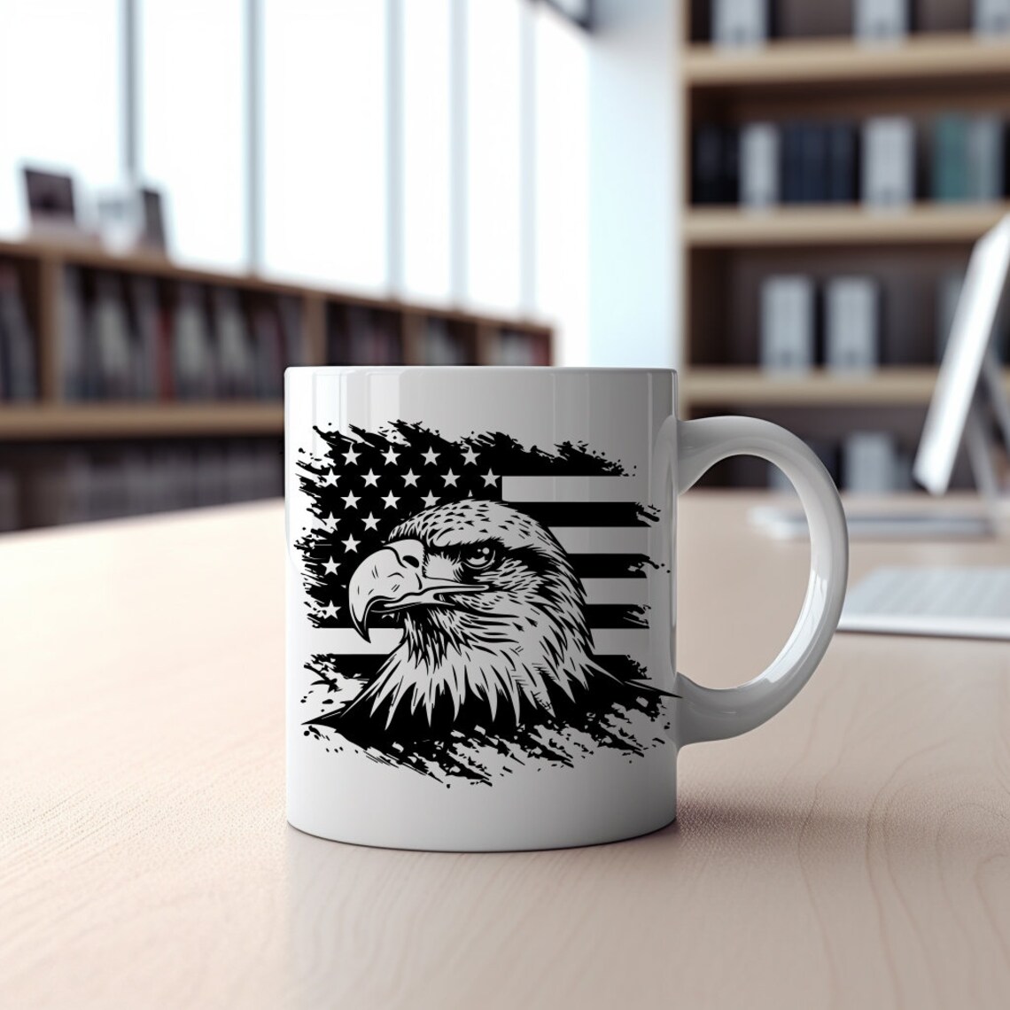 Patriotic Bald Eagle SVG File for Instant Download, Eagle Silhouette ...