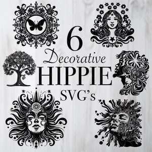Hippie SVG files for instant download, Hippie SVG file for POD,  Hippie silhouette decal, creative hippie sticker design for printing.