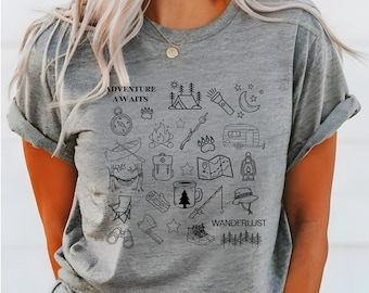 Wanderlust T-Shirt, Adventure Awaits Tee, Unisex Jersey Top, Travel Lover Shirt, Outdoor Exploration Gift