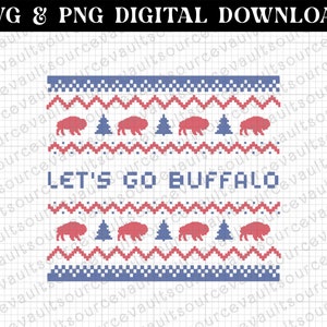 Let's Go Buffalo Football Winterurlaub Muster SVG & PNG Sofortiger digitaler Download - Schnittdatei für Cricut + Silhouette + Sublimationsdruck