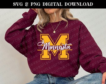 Minnesota "M" SVG & PNG Instant Digital Download - Cut File for Cricut + Silhouette + Sublimation Print