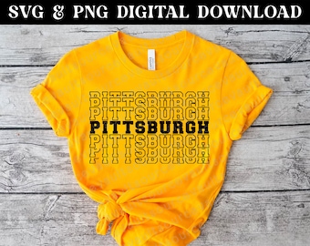 Pittsburgh Stacked Varsity Text SVG e PNG Download digitale istantaneo - File di taglio per Cricut + Silhouette + Stampa a sublimazione
