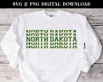 North Dakota Stacked Varsity Text SVG & PNG (Digital Download)