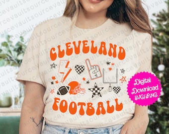 Cleveland Football Tendance SVG & PNG téléchargement numérique instantané - fichier de coupe pour Cricut + Silhouette + impression par sublimation