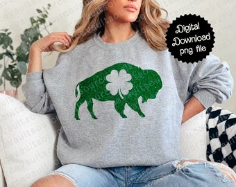 Buffalo Four Leaf Clover Glitter Effect: PNG SVG (Digital Download)