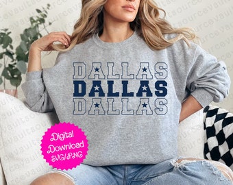 Dallas Stacked Varsity Text SVG & PNG Instant Digital Download - Cut File for Cricut + Silhouette + Sublimation Print