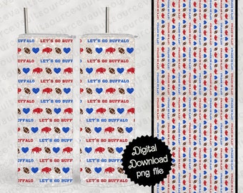 Buffalo Football Tumbler Wrap: Faux Glitter Effect (JPG Digital Download)