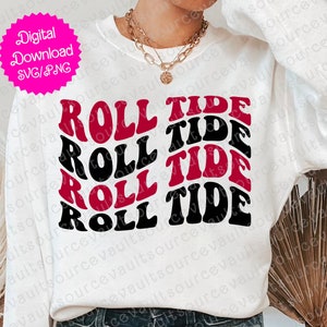 Texte empilé ondulé Roll Tide - SVG, PNG et PDF - fichier de coupe pour Cricut + Silhouette + impression par sublimation