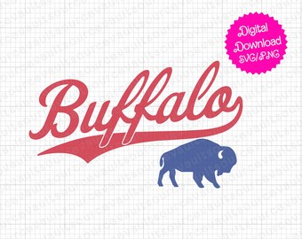 Buffalo Football Vintage Text: SVG & PNG Cut File (Digital Download)