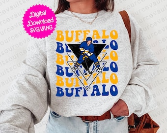 Buffalo Hockey Wavy Text - SVG, PNG, & PDF Instant Digital Download - Cricut + Silhouette + Sublimation
