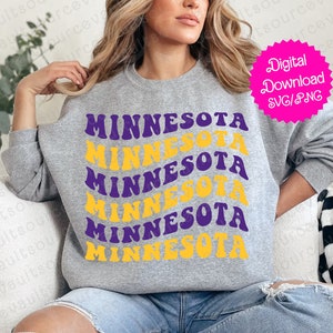 Minnesota Wavy Text SVG & PNG: Purple and Gold (Digital Download)