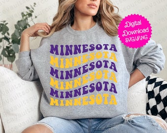 Minnesota Wavy Text SVG & PNG: Purple and Gold (Digital Download)