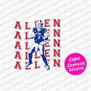 Josh Allen - SVG & PNG Instant Digital Download - Cut File for Cricut + Silhouette + Sublimation Print