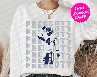 Dak Prescott 4 - SVG, PNG, + PDF Instant Digital Download - Cut File for Cricut + Silhouette + Sublimation Print