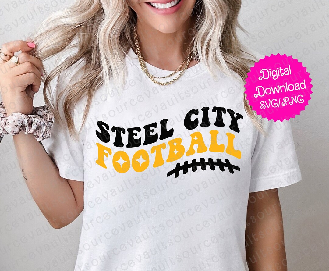 Steel City Football Wavy Text Pittsburgh SVG, PNG, & PDF Instant