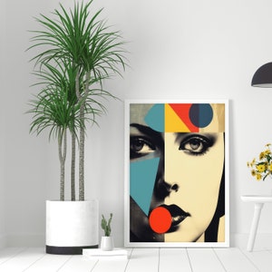 Abstract woman face printable artwork  - colorful Abstract woman portrait  - feminist pop art poster