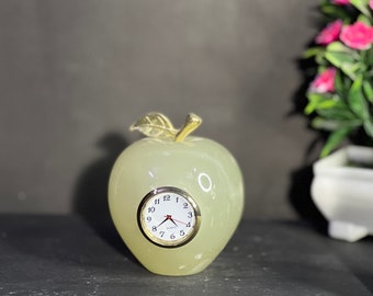 marble decor - marble paper weight - marble apple shape table clock - well crfted hand made marble - gifts for him - office/house hold decor
