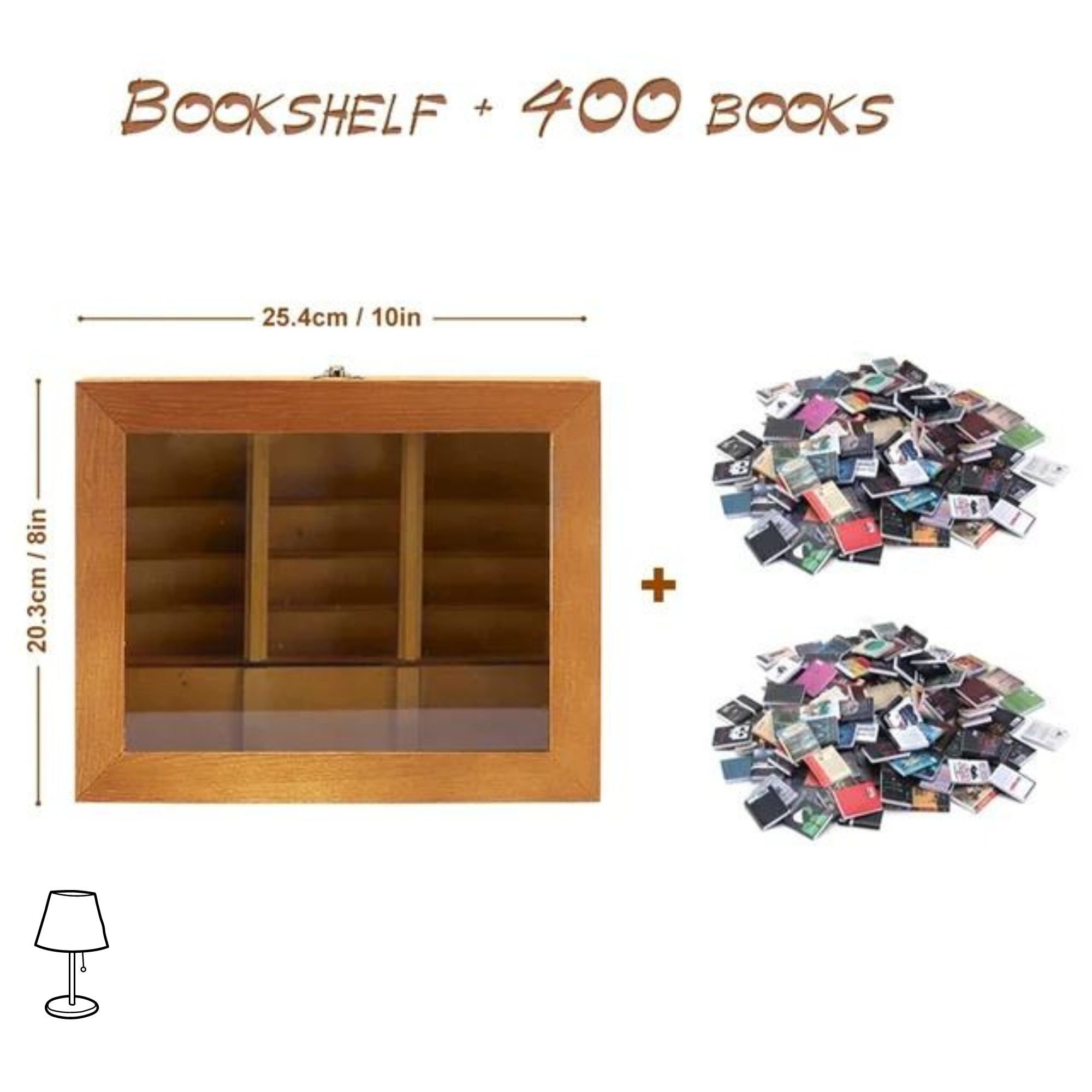 Mini Bibliothèque Anti-anxiété BOY MCOWBOY - 200 Mini Livres, étagère Bois 21,1x18x7,9 Cm, Décoration Et Loisir Créatif